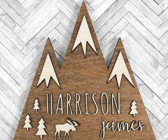 Mountain Wooden Name Signs for Nursery