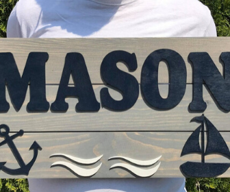 Sailboat Nautical Nursery Name Sign