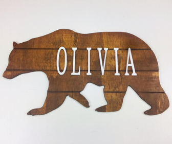 Wooden Bear Nursery Name Sign