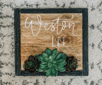 Wooden Name Signs Nursery with Plants